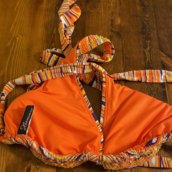 VIX by Paula Hermanny Beaded Triangle Bikini Top Size 10 - Picture 6 of 9